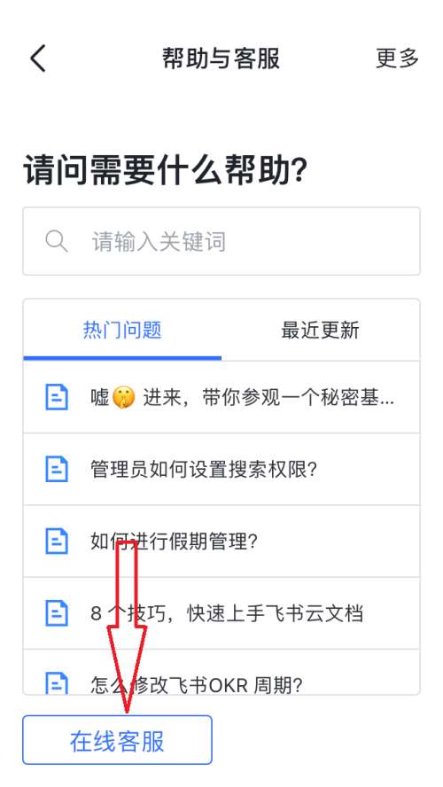 飞书如何联系在线客服